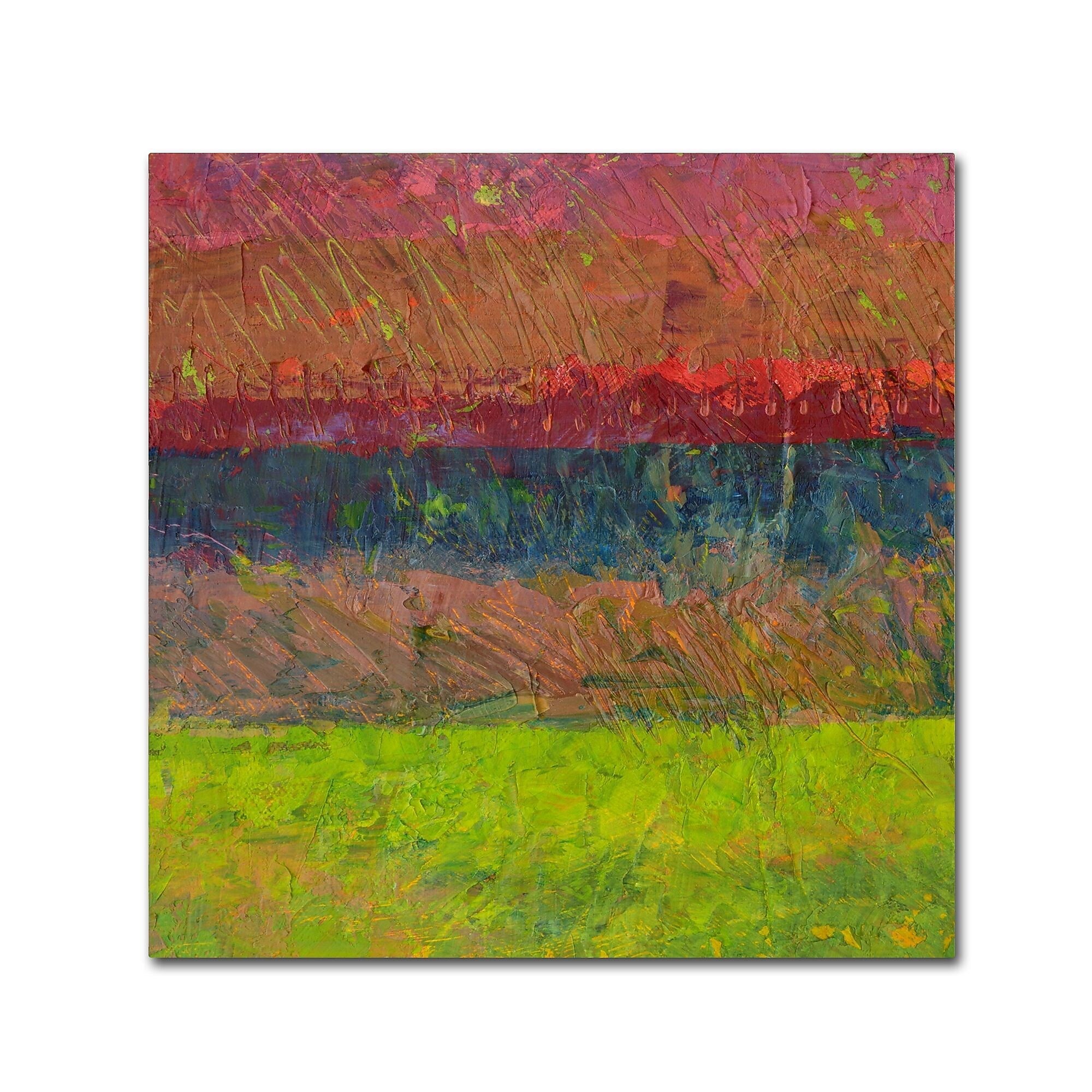 Trademark Fine Art Michelle Calkins 'Lake and Hills' 14" x 14" Canvas Stretched (190836069903)