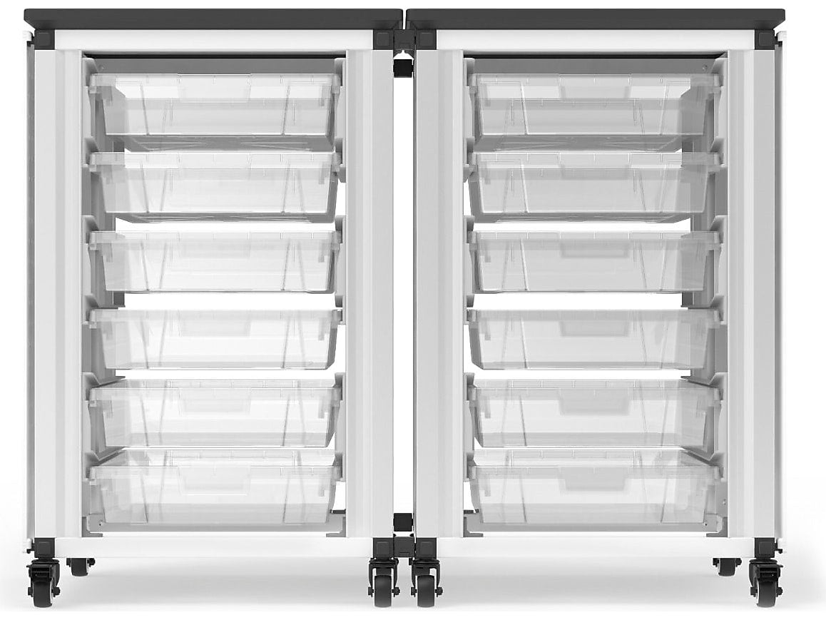 Luxor Mobile 12-Section Modular Classroom Storage Cabinet, 28.75"H x 18.2"D, White (MBS-STR-21-12S)