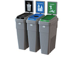 CleanRiver LeanStream Plastic Three-Stream Recycling Station, 69 Gallon, Gray (LS3B-002)