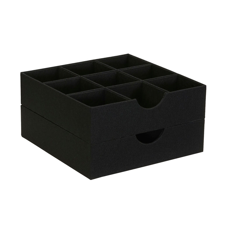 Household Essentials 9-Compartment Drawer Organizers, Black Linen, 2/Pack (7676-1)