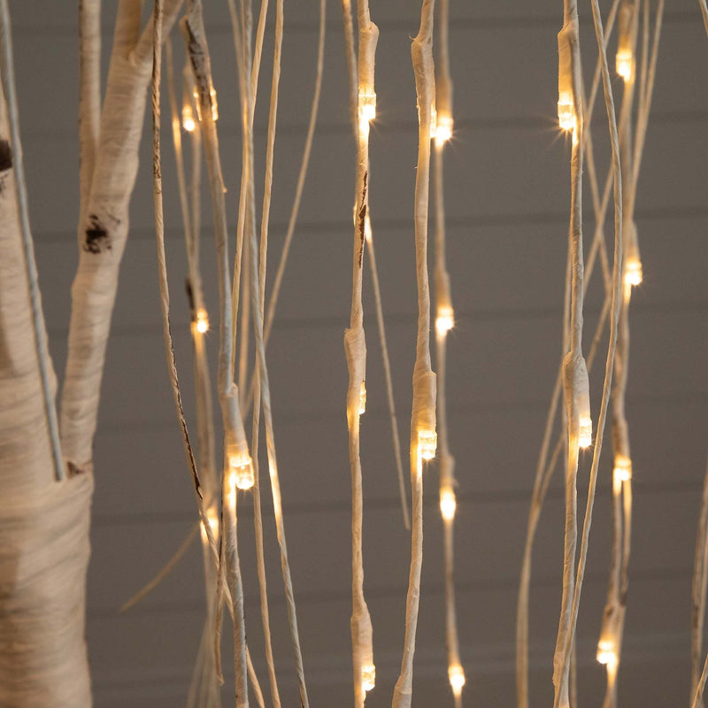 Nearly Natural 6-ft Pre-Lit Artificial White Weeping Willow Tree with 160 Warm White LED Lights (T4923)