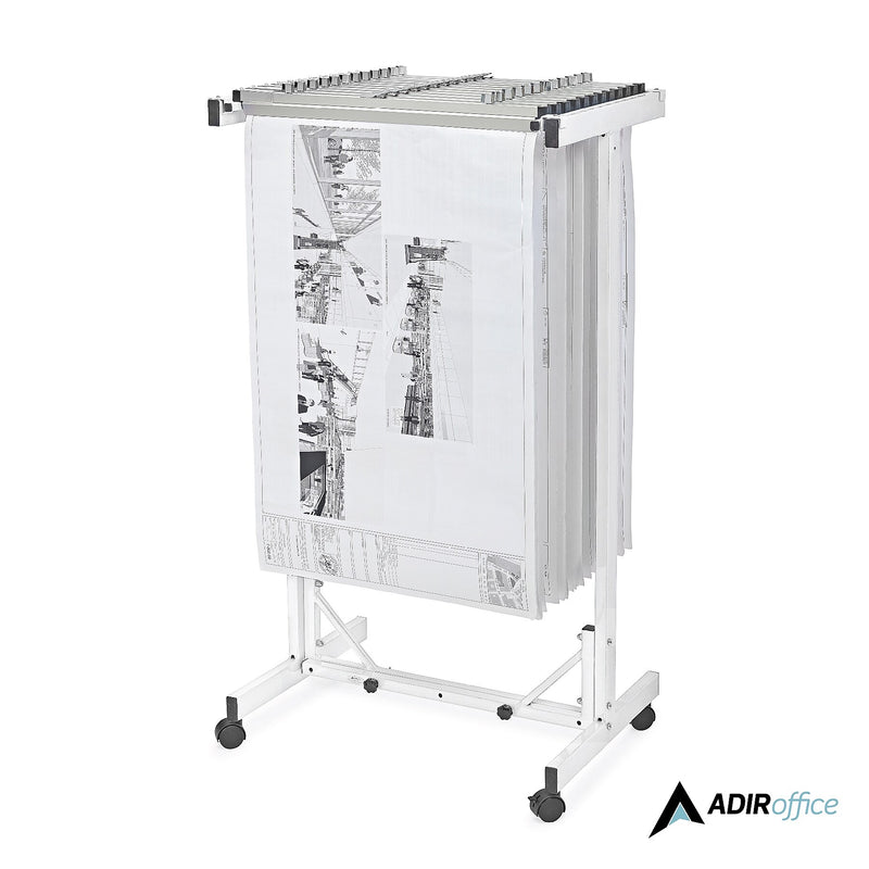 AdirOffice Expandable Blueprint Mobile Plan Center Large File Hanging Storage, White (615-WHI-KIT1)