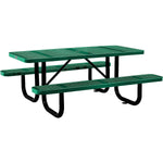 Global Industrial 6' Rectangular Outdoor Steel Picnic Table, Perforated Metal, Green (694553GN)