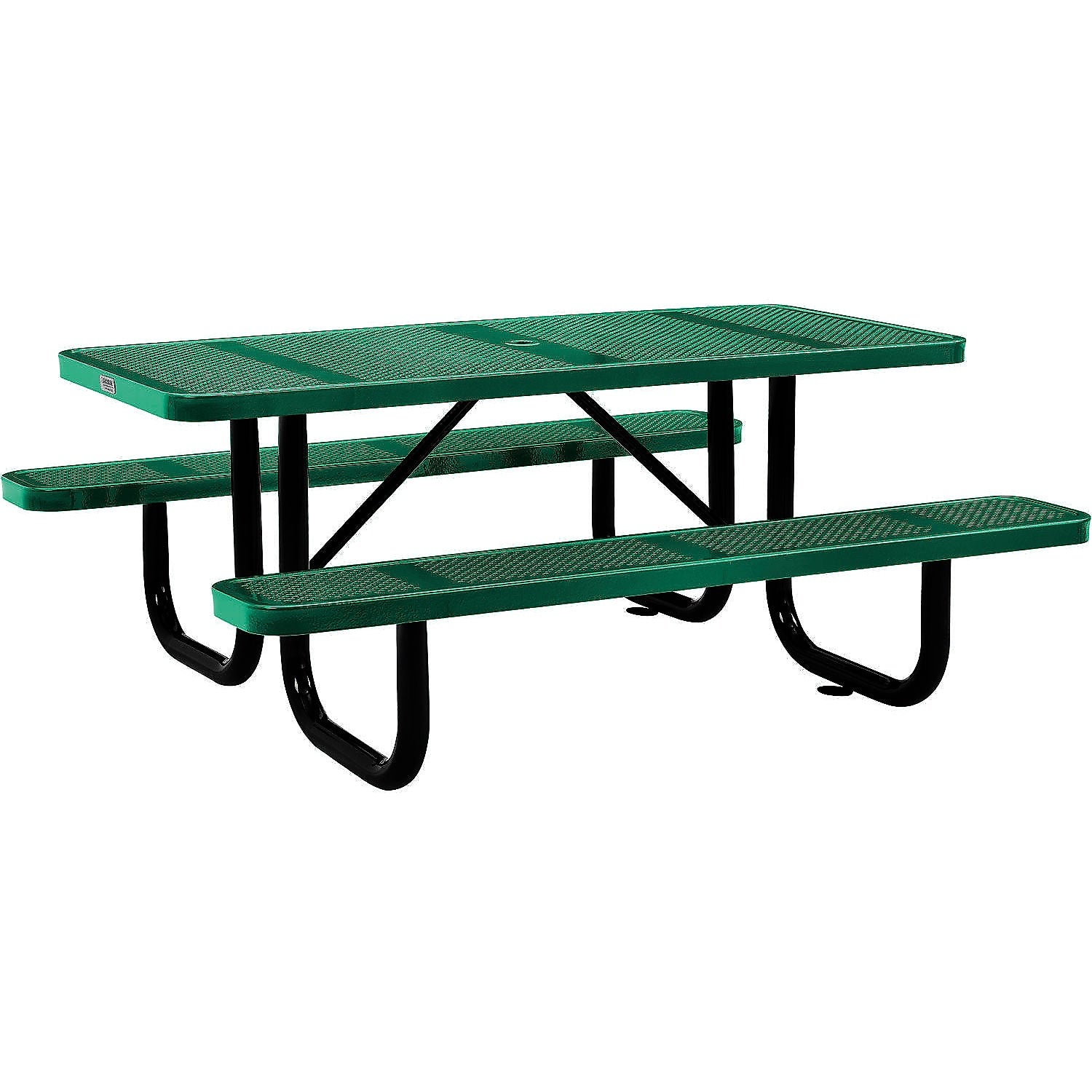 Global Industrial 6' Rectangular Outdoor Steel Picnic Table, Perforated Metal, Green (694553GN)