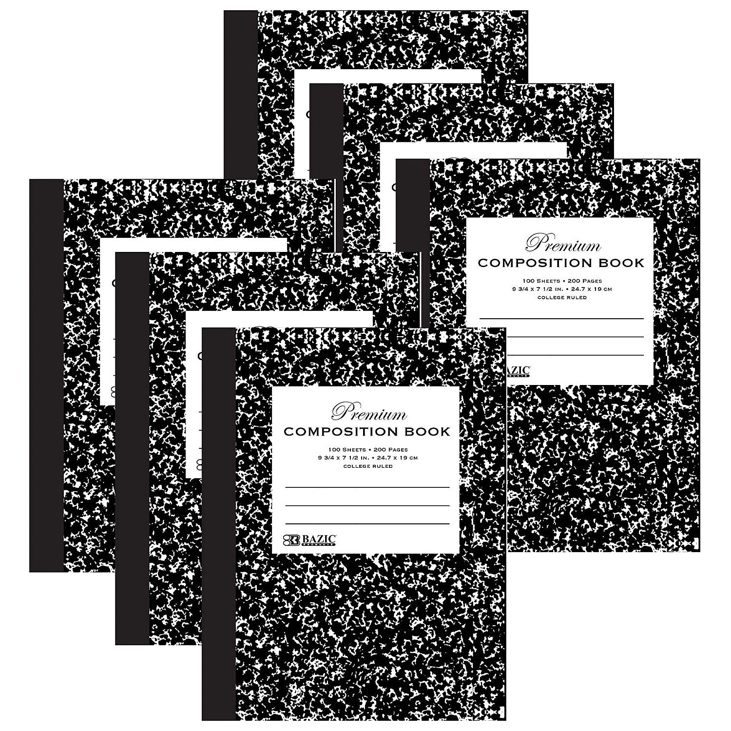 Bazic 1-Subject Composition Notebooks, College Ruled, 100 Sheets, Multicolor, 6/Bundle (BAZ5091-6)