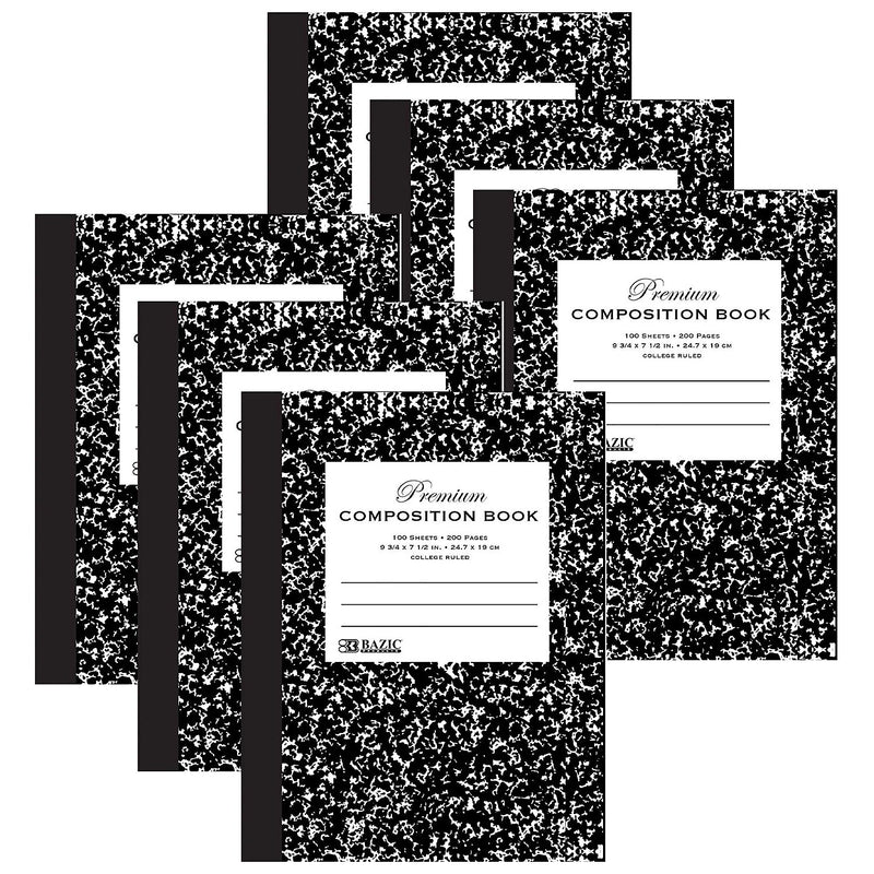 Bazic 1-Subject Composition Notebooks, College Ruled, 100 Sheets, Multicolor, 6/Bundle (BAZ5091-6)