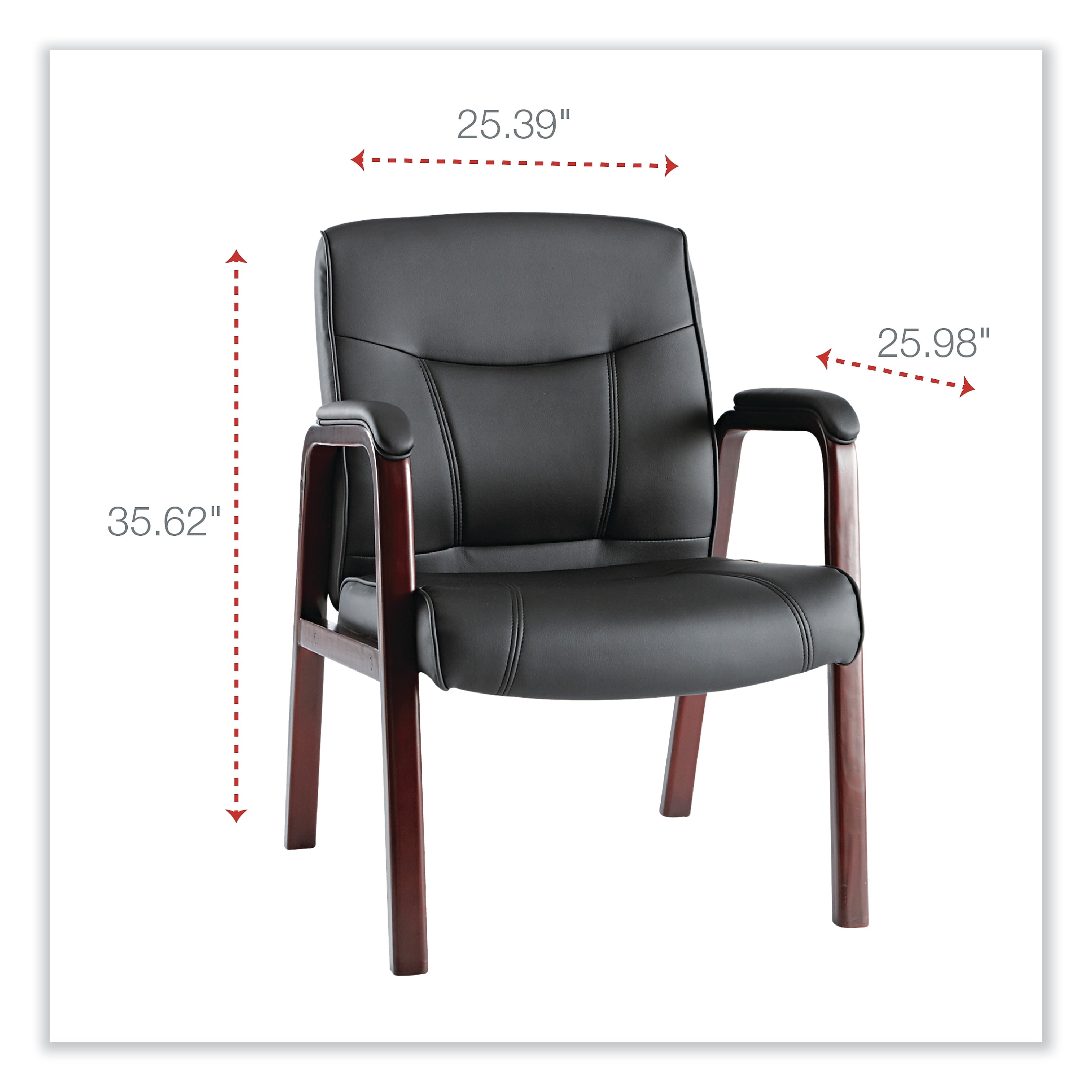 Alera Madaris Bonded Leather Guest Chair, Black/Mahogany (ALEMA43ALS10M)