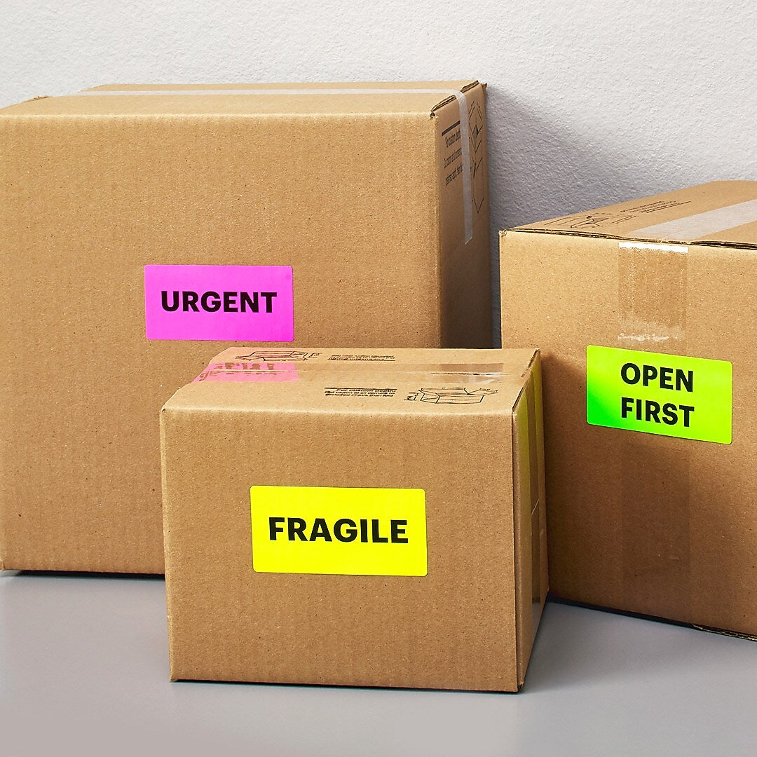 Avery Sure Feed Laser Shipping Labels, 2" x 4", Assorted Neon: Green, Pink, Yellow, 150 Labels/Pack (5978)