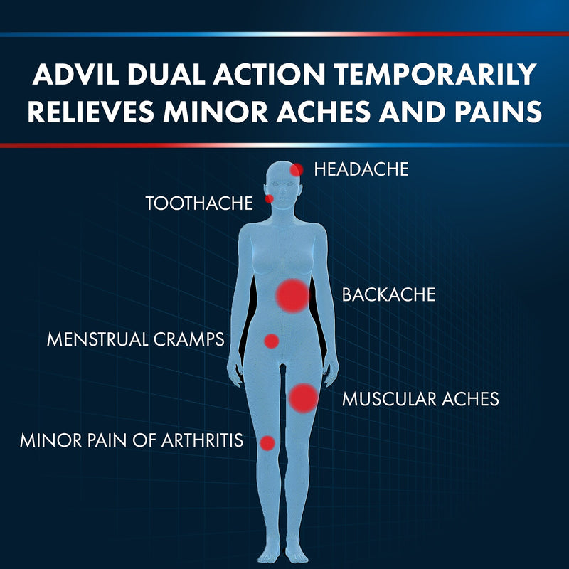 Advil Dual Action 250mg Acetaminophen/125mg Ibuprofen Caplets, 2/Packet, 50 Packets/Box (014795)
