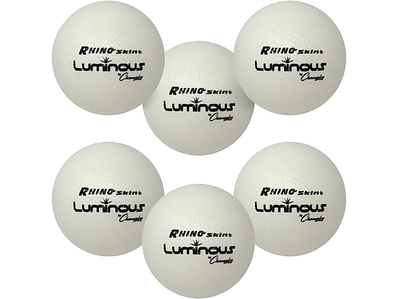 Champion Sports Rhino Skin Luminous 6.3" Dodgeball, White, 6/Set (RXLUMSET)