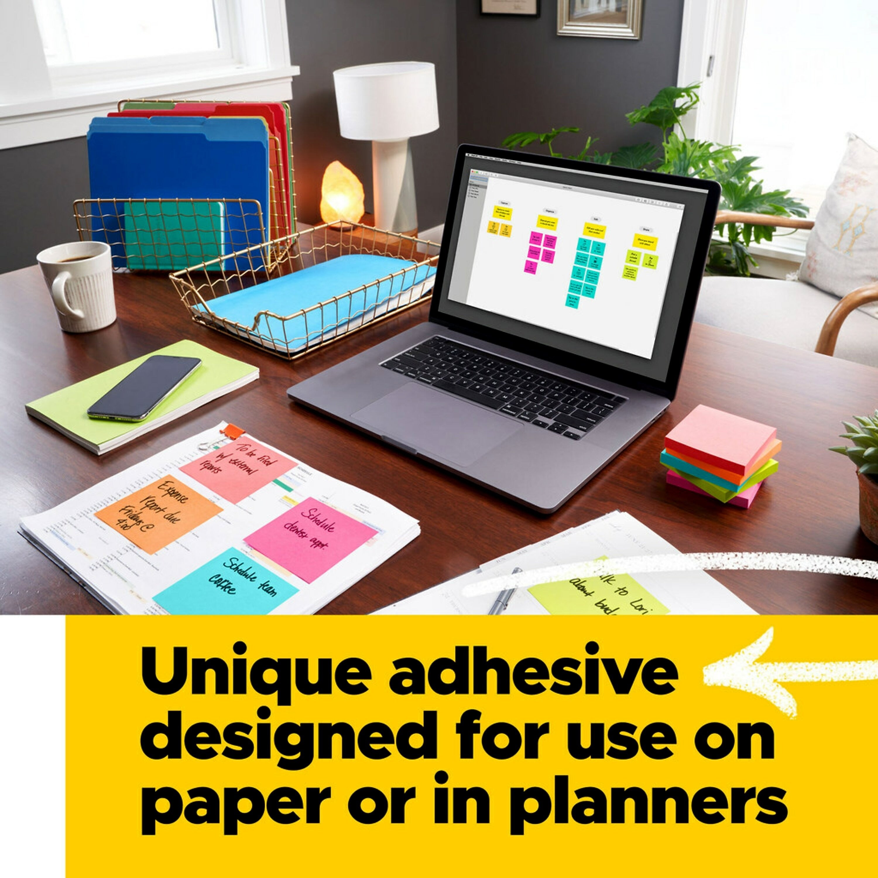 Post-it® Notes, 4" x 6" Jaipur Collection, Lined, 100 Sheets/Pad, 3 Pads/Pack (660-3AU)