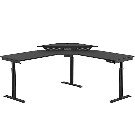 VersaDesk PowerLift 72"W Electric Corner Adjustable Standing Desk, Black (PLCSD7272-BB-APP)