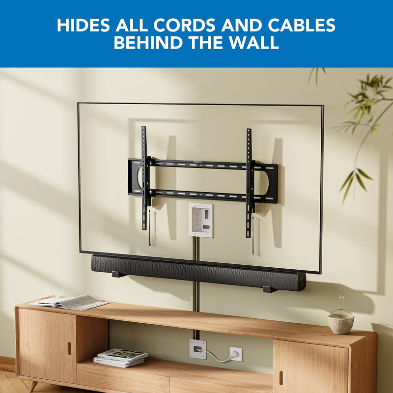 Mount-It! In-Wall TV Cable Concealer with Recessed Power, White (MI-7284)