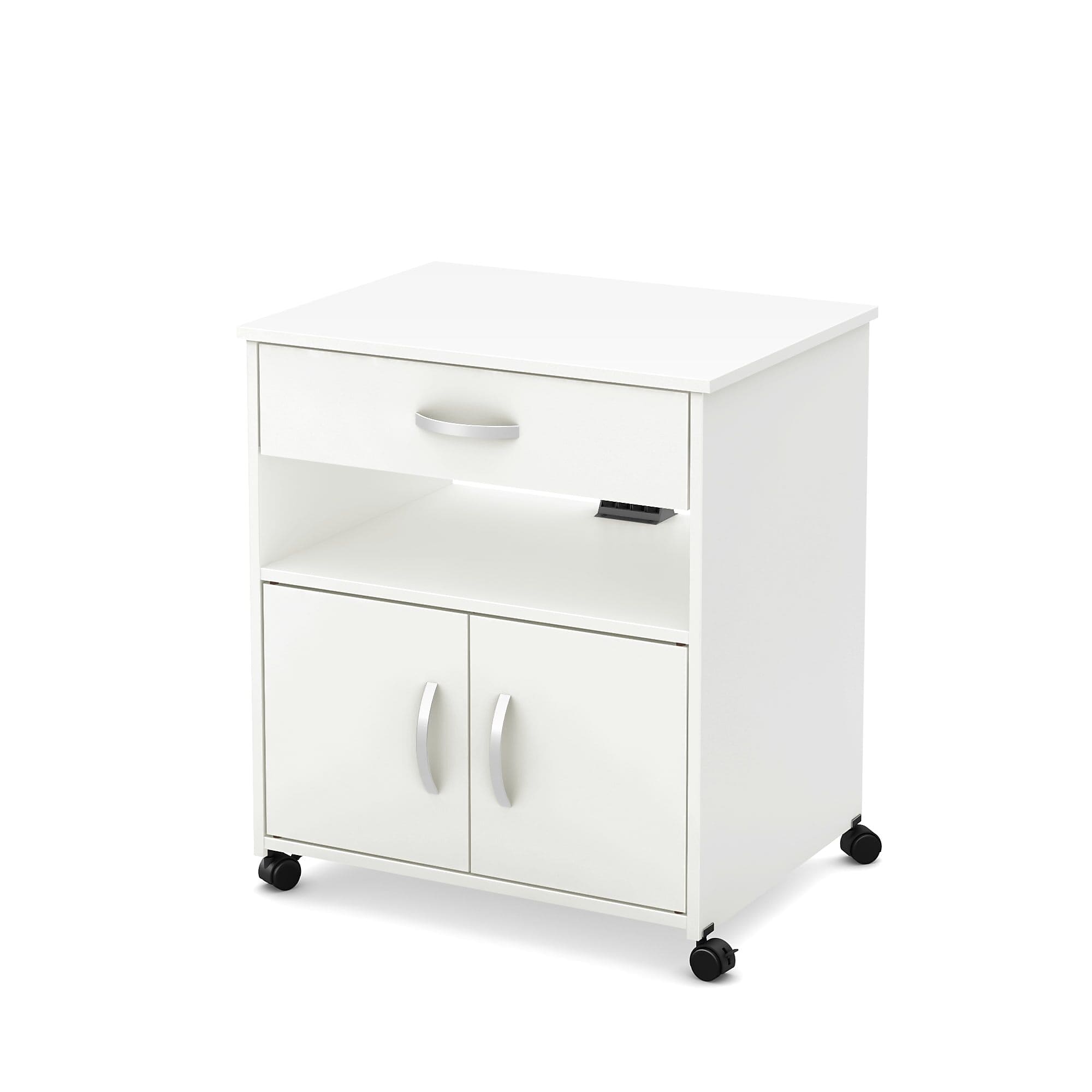 South Shore Axess Vertical Microwave Cart on Wheels, Pure White (10012)