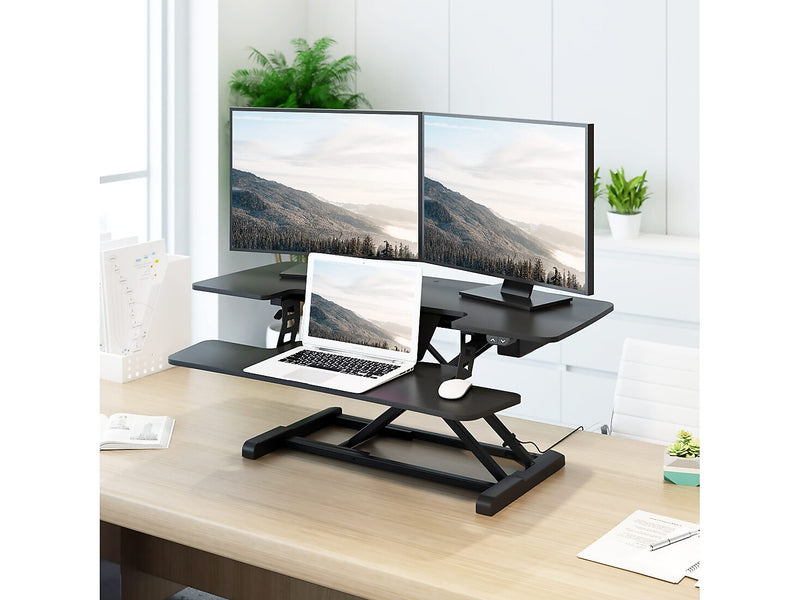 FlexiSpot 40"W Electric Adjustable Standing Desk Converter, Black (EM7L)