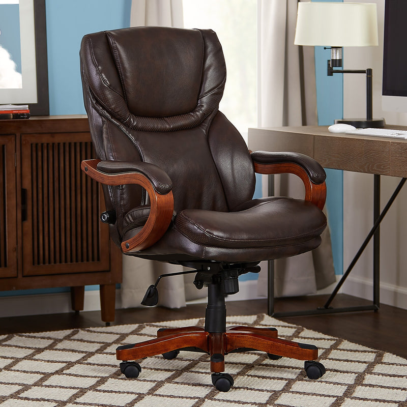 Serta Big and Tall Ergonomic Bonded Leather Swivel Executive Chair, Light Brown (43506A)