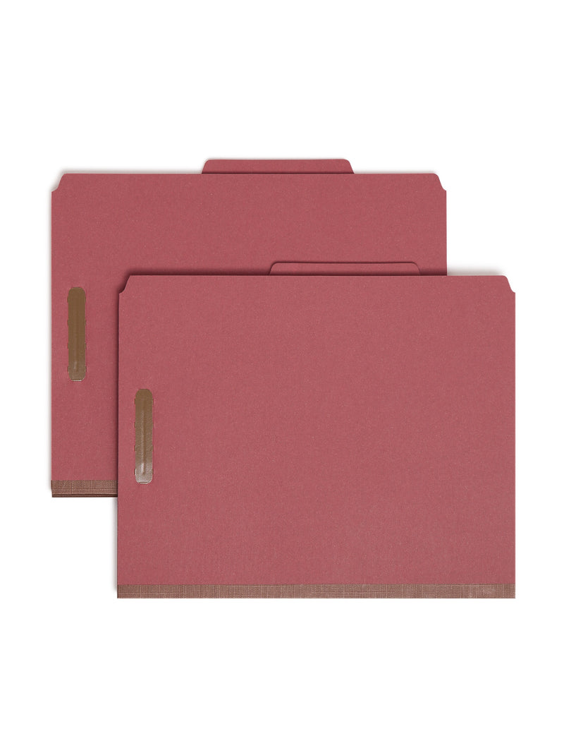 Smead 100% Recycled Heavy Duty Pressboard Classification Folder, 2" Expansion, Letter Size, Red, 10/Box (13724)