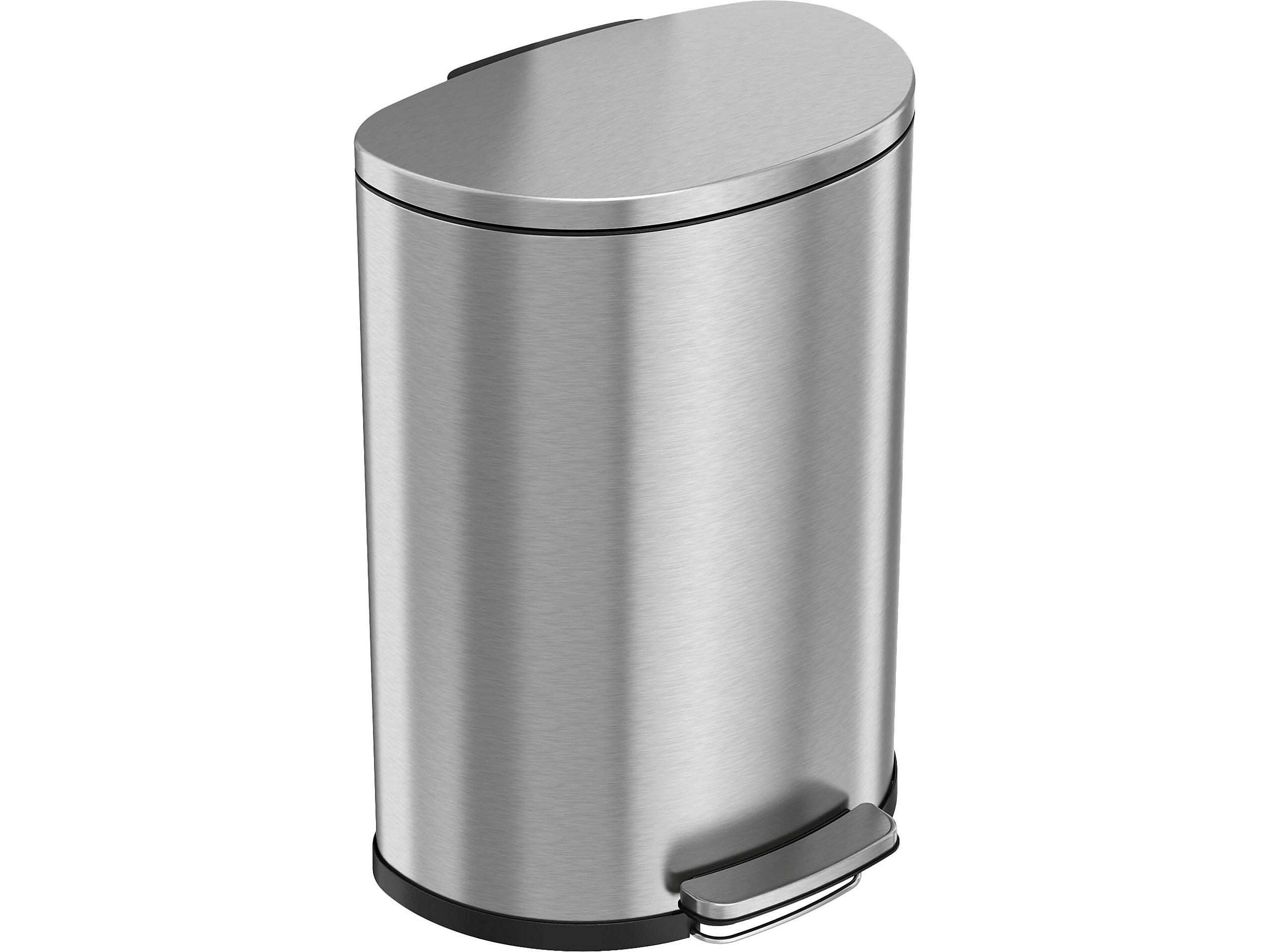HLS Commercial Stainless Steel Trash Can with Hinged Lid, 13.2-Gallon, Silver (HLSS13DFR)