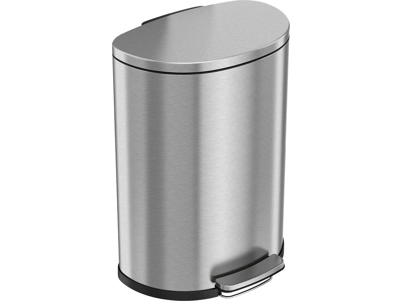 HLS Commercial Stainless Steel Trash Can with Hinged Lid, 13.2-Gallon, Silver (HLSS13DFR)