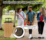 Alpine Industries Steel Outdoor Trash Can with Rain Bonnet Lid, 32 Gallon, Cedar (ALP4400-01-CD-RB)