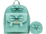 McKlein ACADIA 2-Piece Leather Backpack Set, Small, Aqua Blue (99718)