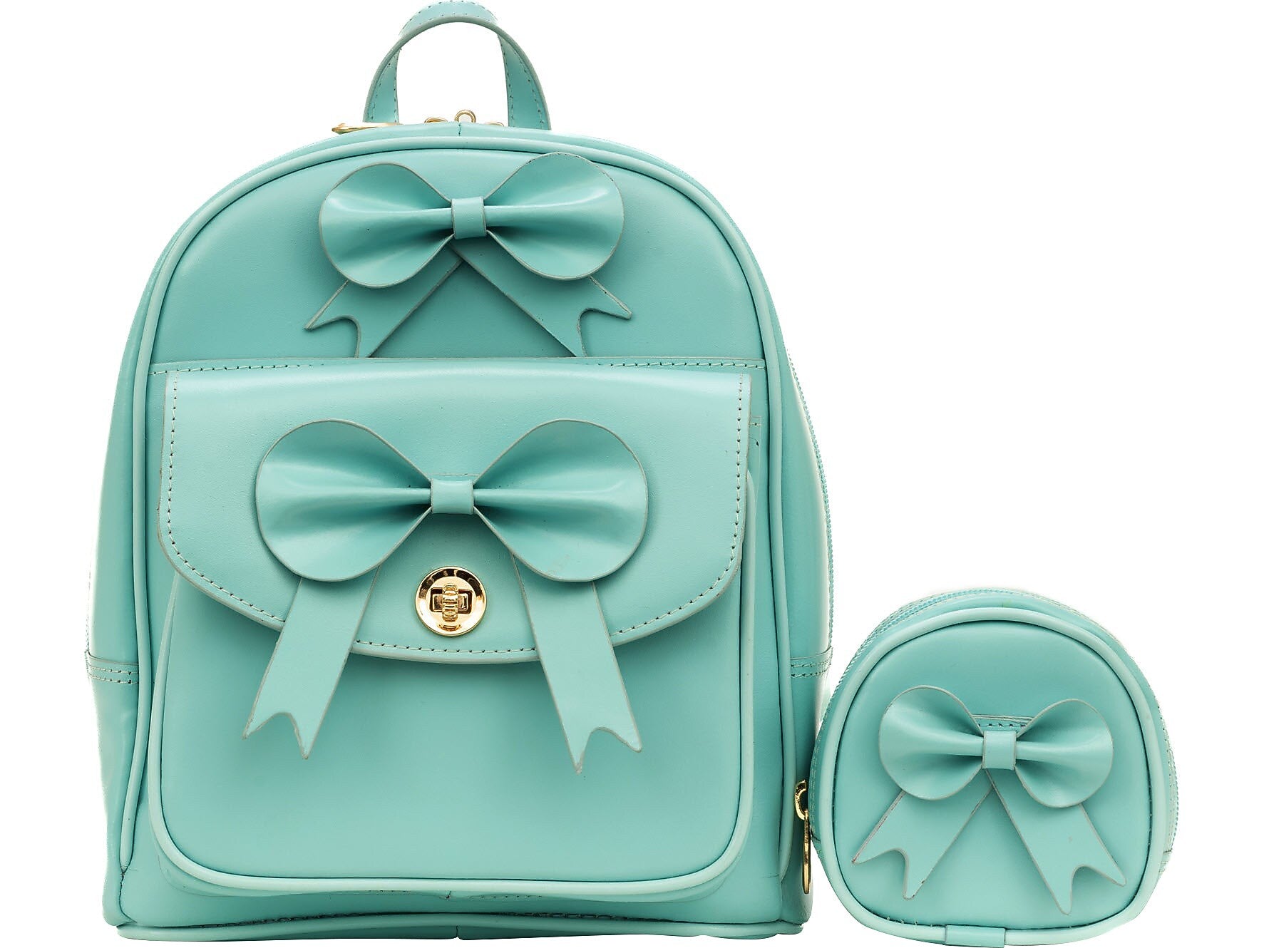 McKlein ACADIA 2-Piece Leather Backpack Set, Small, Aqua Blue (99718)