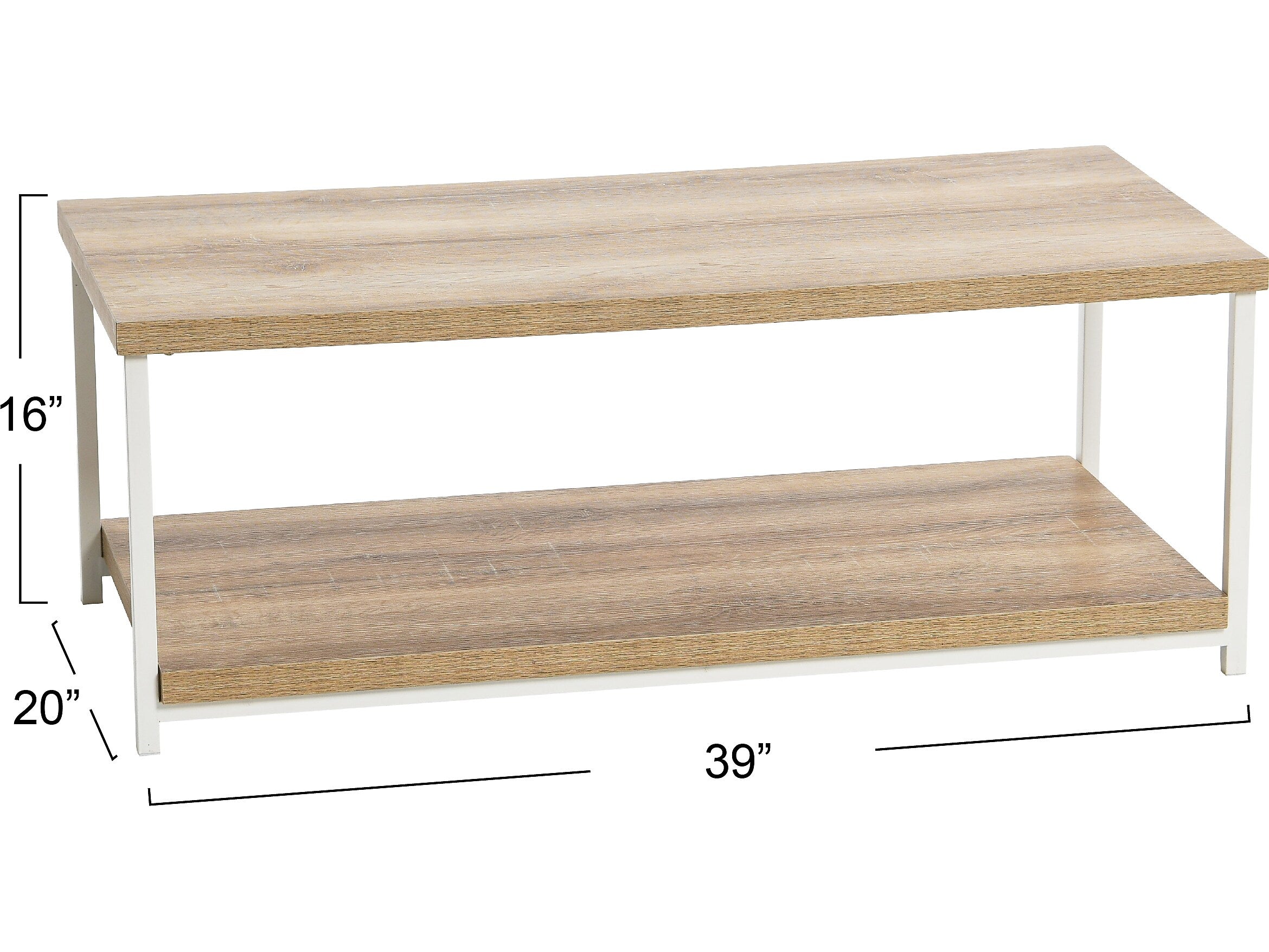 Household Essentials Jamestown 39.4"W x 19.7"D Laminate Coffee Table, Coastal Oak/White (8225-1)