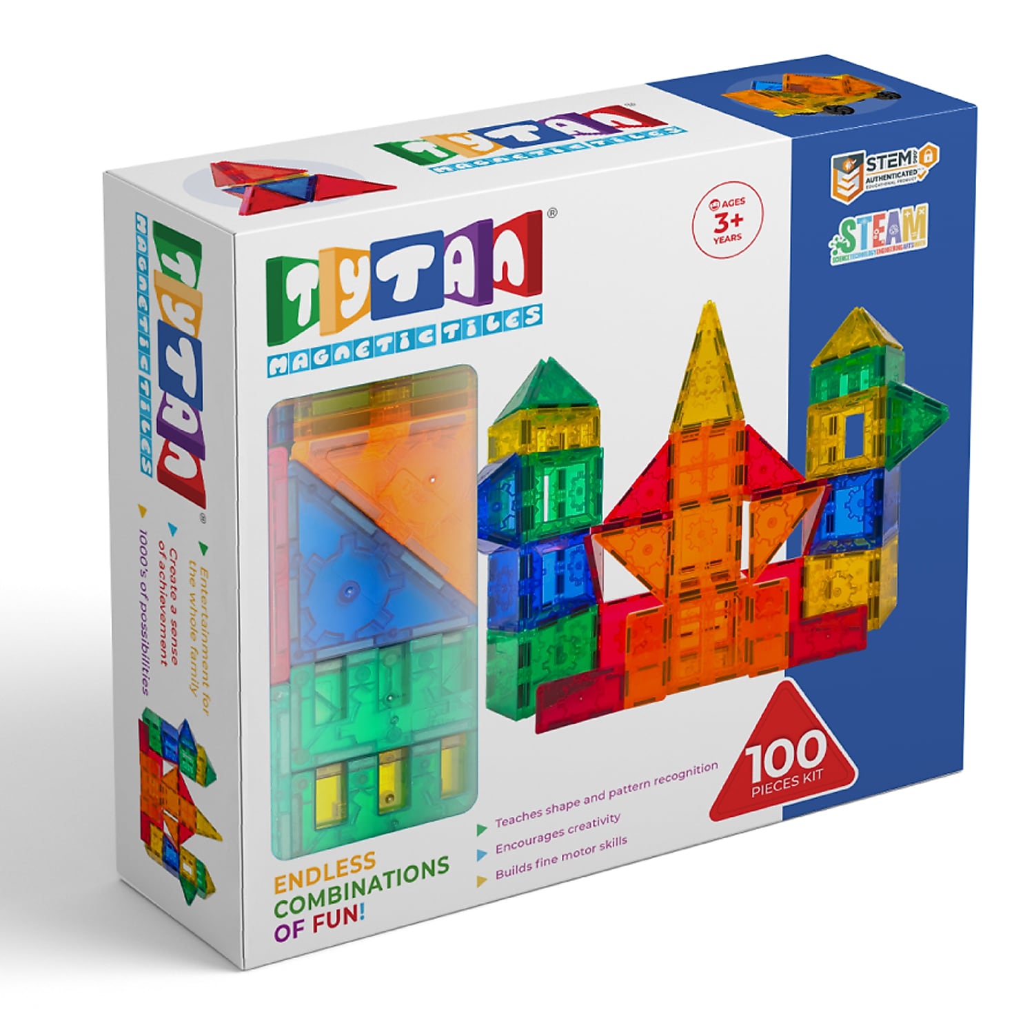 Tytan Toys Magnetic Tiles & Building Blocks, 100 Pieces (ACTYT002)