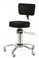 Brandt Industries Armless Vinyl Medical Stool with Backrest (15512 Black)
