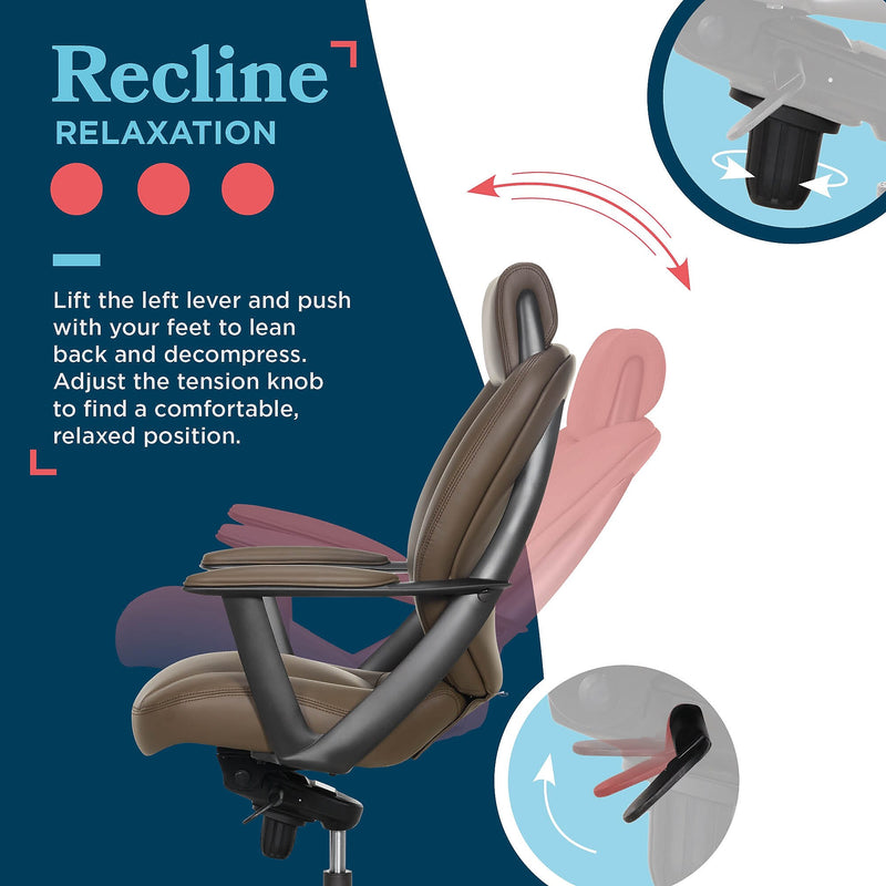 La-Z-Boy Vannes Ergonomic Polyurethane Swivel Executive Chair, Brown (60101-BRN)
