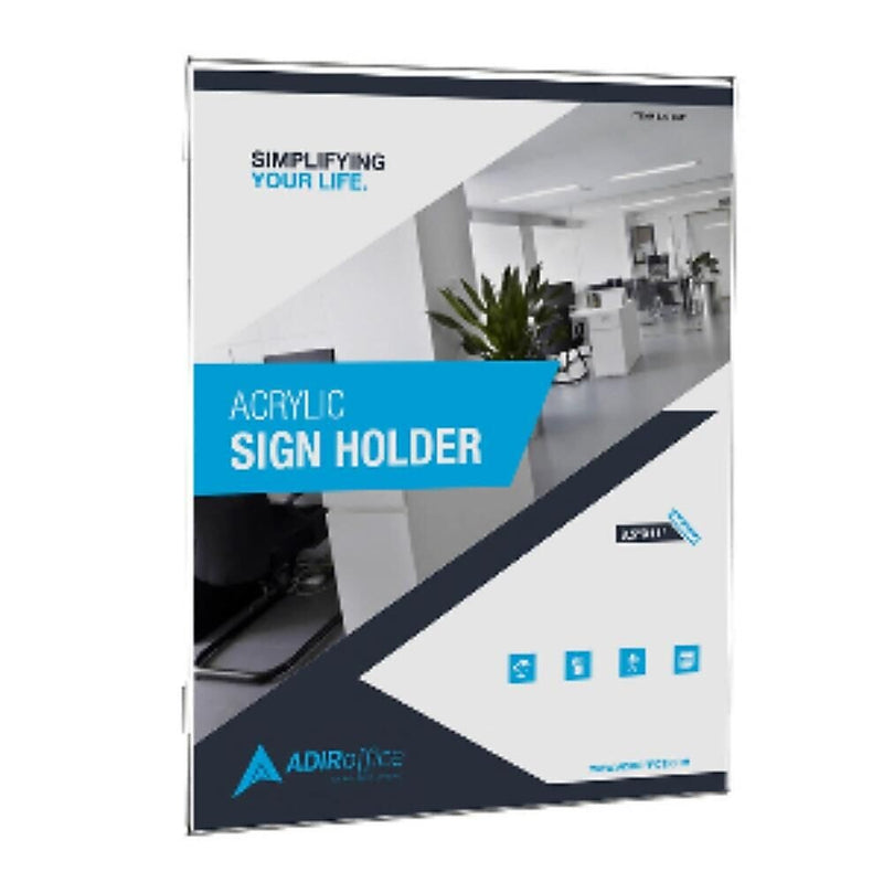 AdirOffice Wall Mount Sign Holder, 8.5" x 11", Desktop/Wall, Clear Acrylic, 24/Pack (639-8511-24-WM)