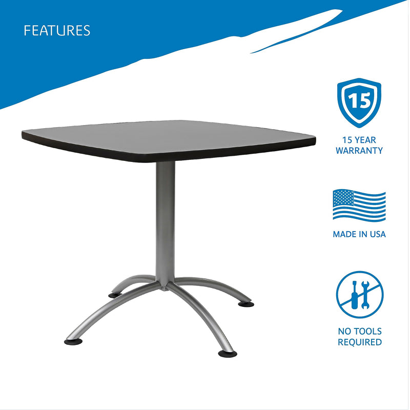 ICEBERG CafeWorks Square Cafe Table, 36"D x 36"W, Graphite/Silver (65618)