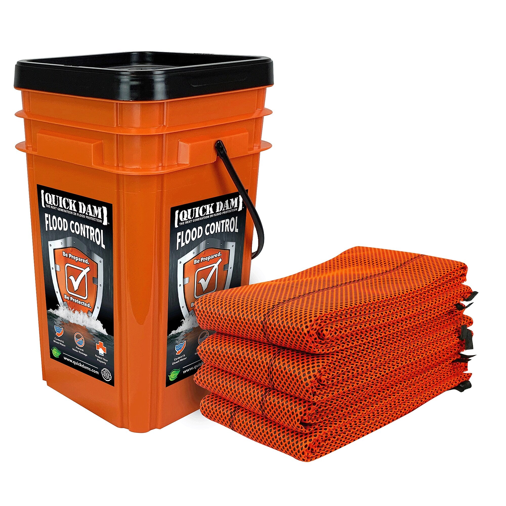 Quick Dam Hi-Vis Water Barrier, 120", Up to 8 Gal. 4/Box (QDGG10-4HV)