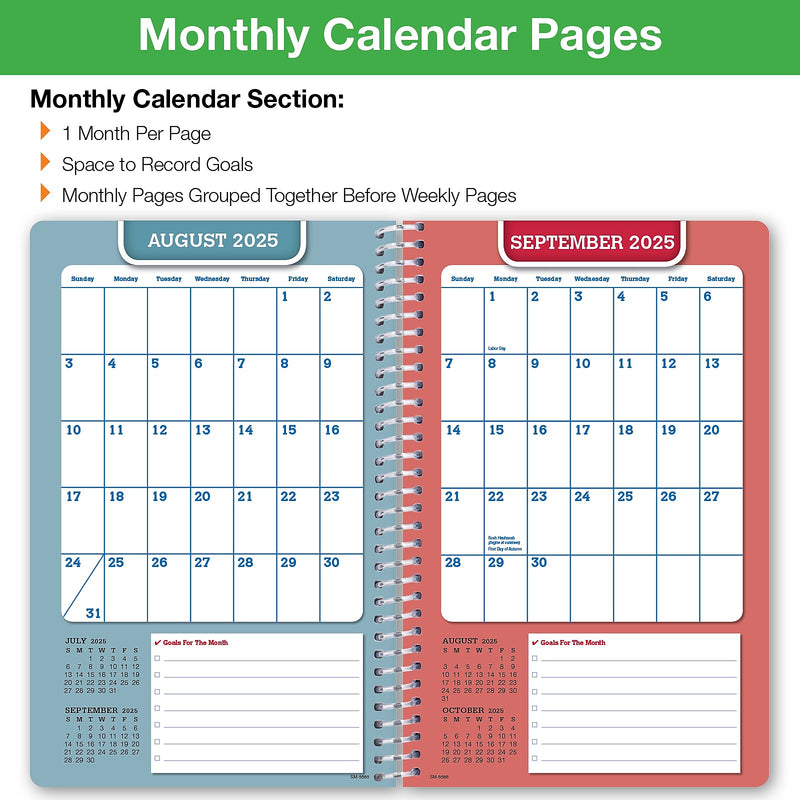 2025-2026 Global Printed Products White Brick 5.5" x 8.5" Academic Weekly & Monthly Planner,  Paper Cover