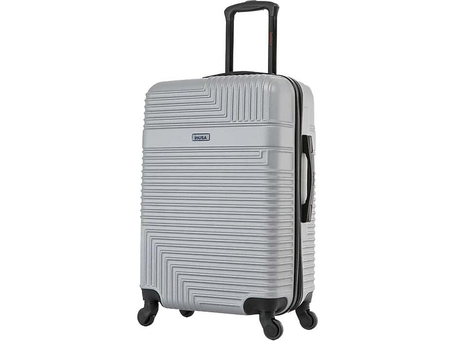 InUSA Resilience 24" Hardside Suitcase, 4-Wheeled Spinner, TSA Checkpoint Friendly, Silver (IURES00M-SIL)