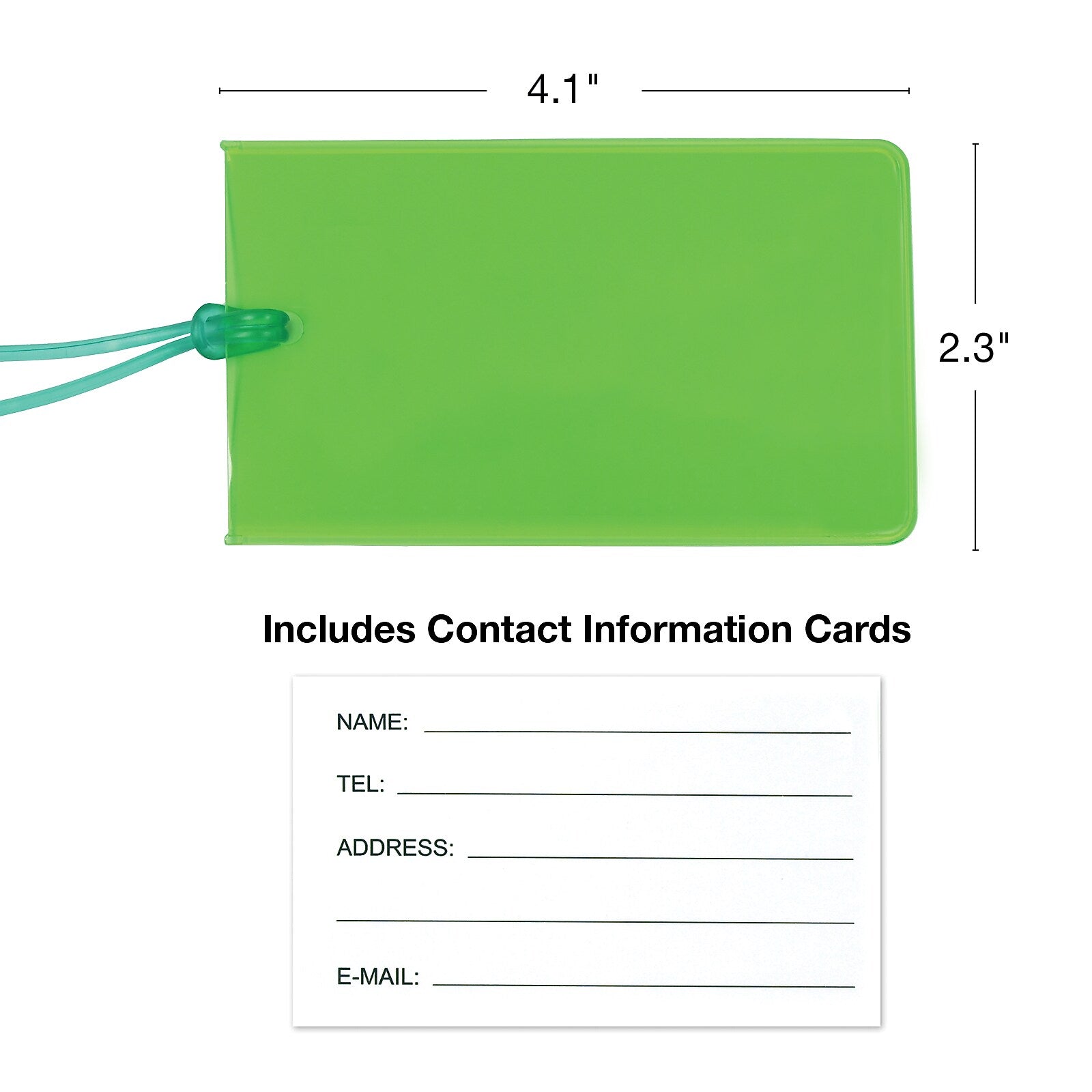 Excello Global Products Luggage Tag, Assorted Colors, 4/Pack (SPLS-TRVL-0002)