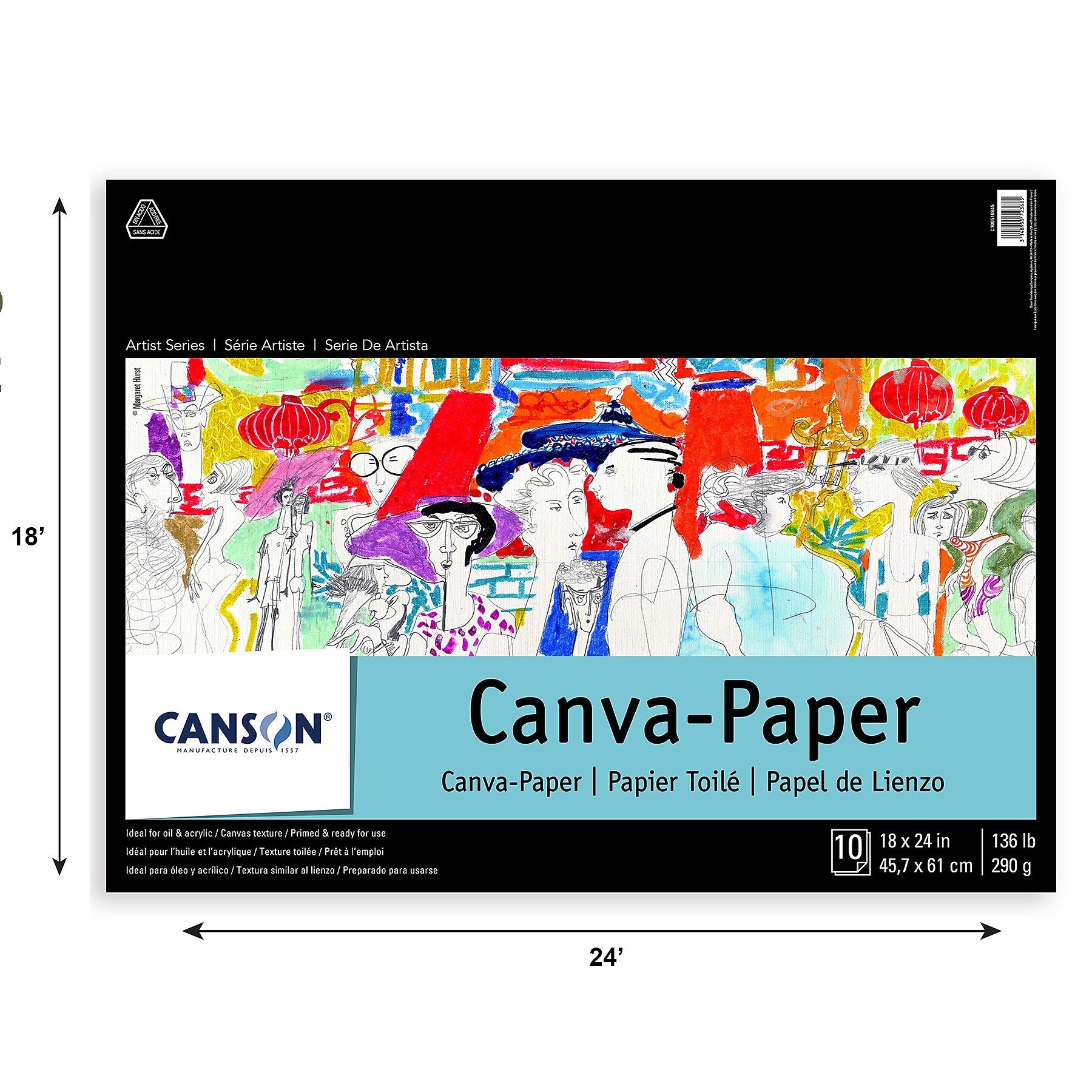 Canson Artist Series 18" x 24" Canvas Pad,  10 Sheets/Pad (MCXC100510845)