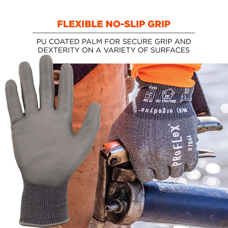 Ergodyne ProFlex 7044 PU Coated Cut-Resistant Gloves, ANSI A4, Gray, Medium, 12 Pair (10483)