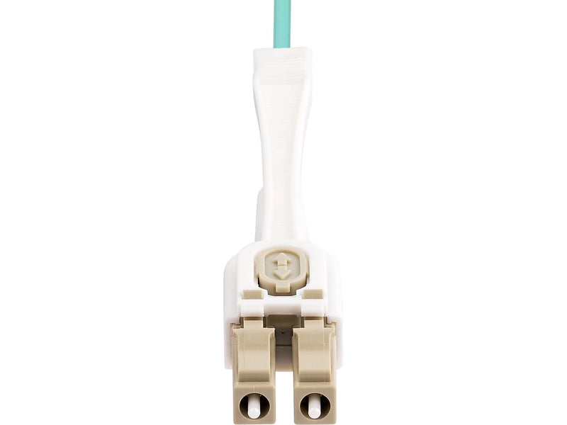 StarTech 8m (26.2ft) LC to LC (UPC) Duplex OM4 Multimode Fiber Optic Cable with Push-Pull Tabs, 50/125, Aqua (450FBLCLC8PP)