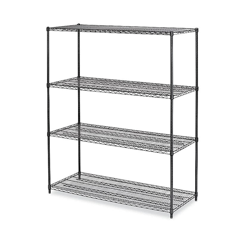 Alera All-Purpose Wire Shelving Starter Kit, 4-Shelf, 60 X 24 X 72, Black Anthracite+