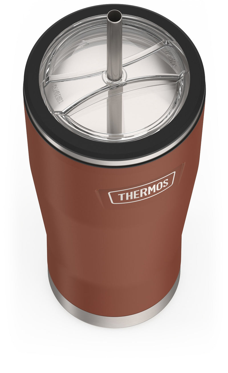 Thermos Icon Stainless Steel Vacuum Insulated Cold Tumbler with Straw, 24 oz., Saddle (EAIS1112SD4)