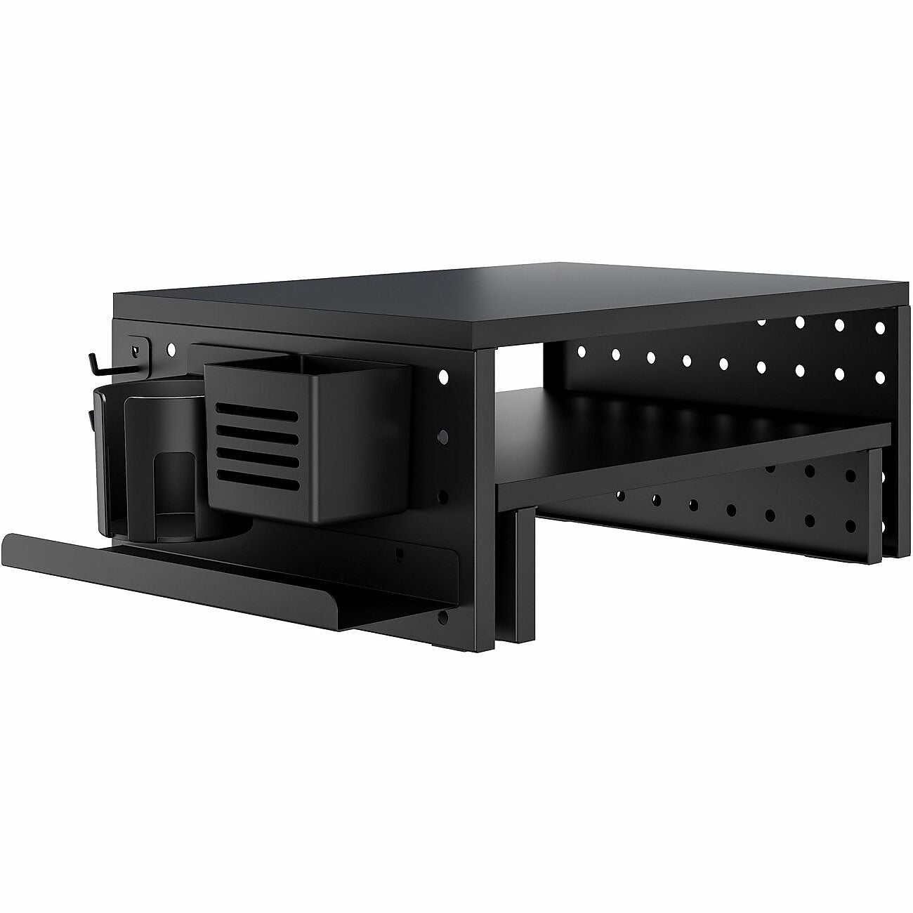 Kantek Pegboard Adjustable Dual Monitor Risers & Accessories, Up to 32", Black (KTKPBS530)