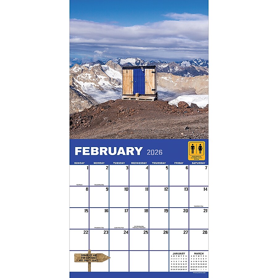 2026 TF Publishing Outhouses 12" x 12" Monthly Wall Calendar (26-1048)