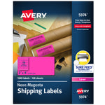 Avery Sure Feed Laser Shipping Labels, 2"x 4", Neon Magenta, 1,000 Labels/Box (5974)