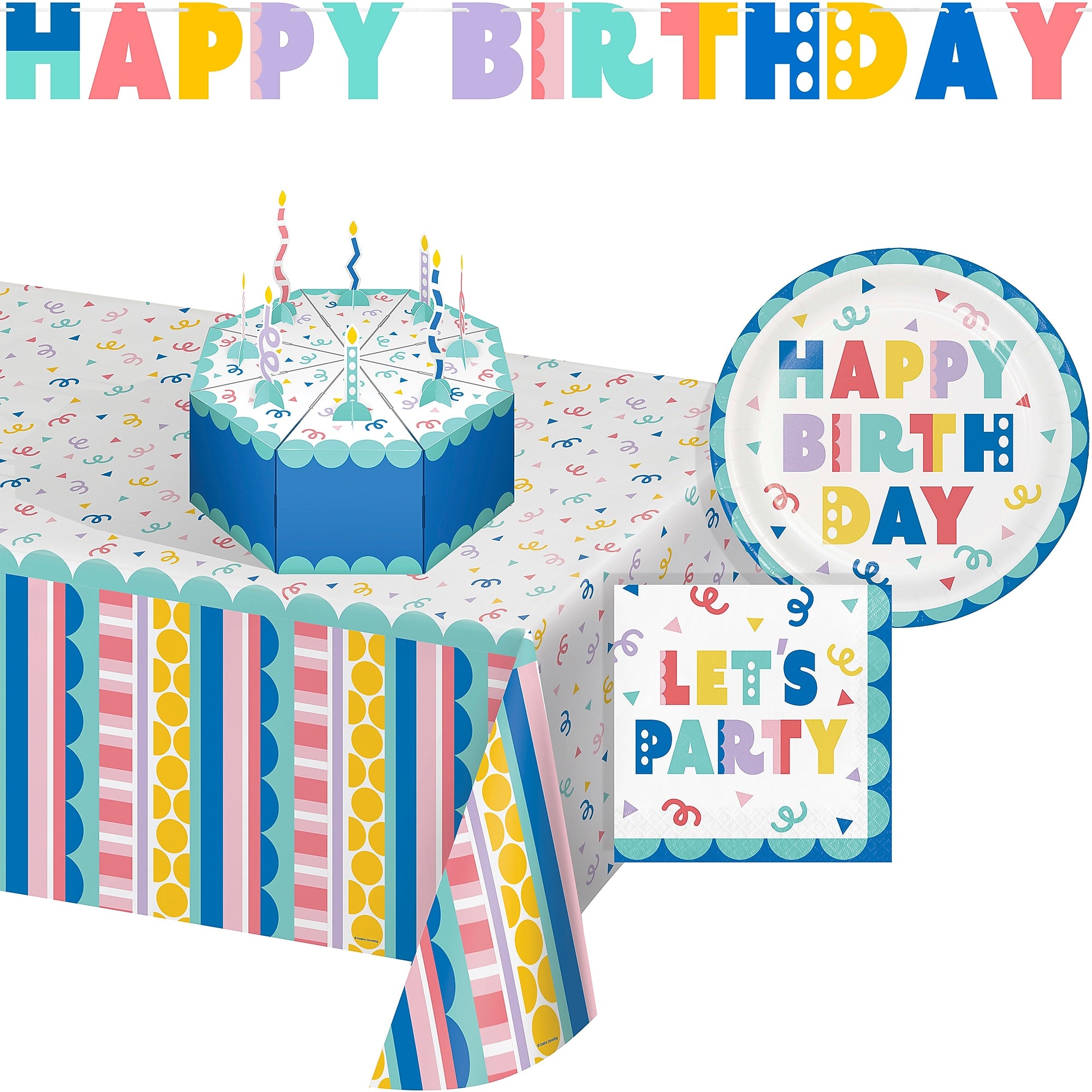 Creative Converting Party Patterns Let's Party Birthday Party Kit, Multicolored, 36/Pack (DTC9507E4A)