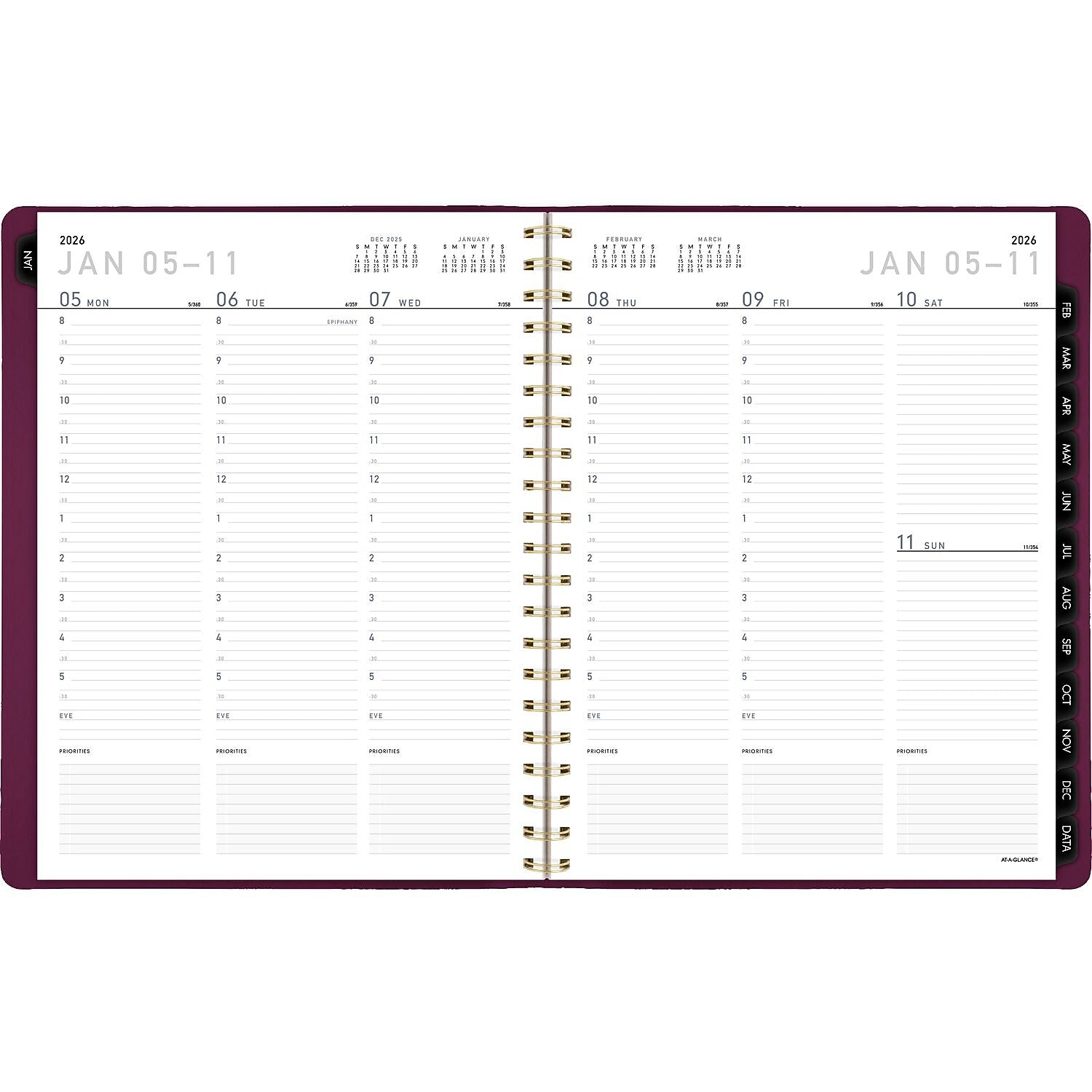 2026 AT-A-GLANCE Contemporary 8.25" x 11" Weekly & Monthly Planner, Faux Leather Cover, Purple (70-940X-14-26)