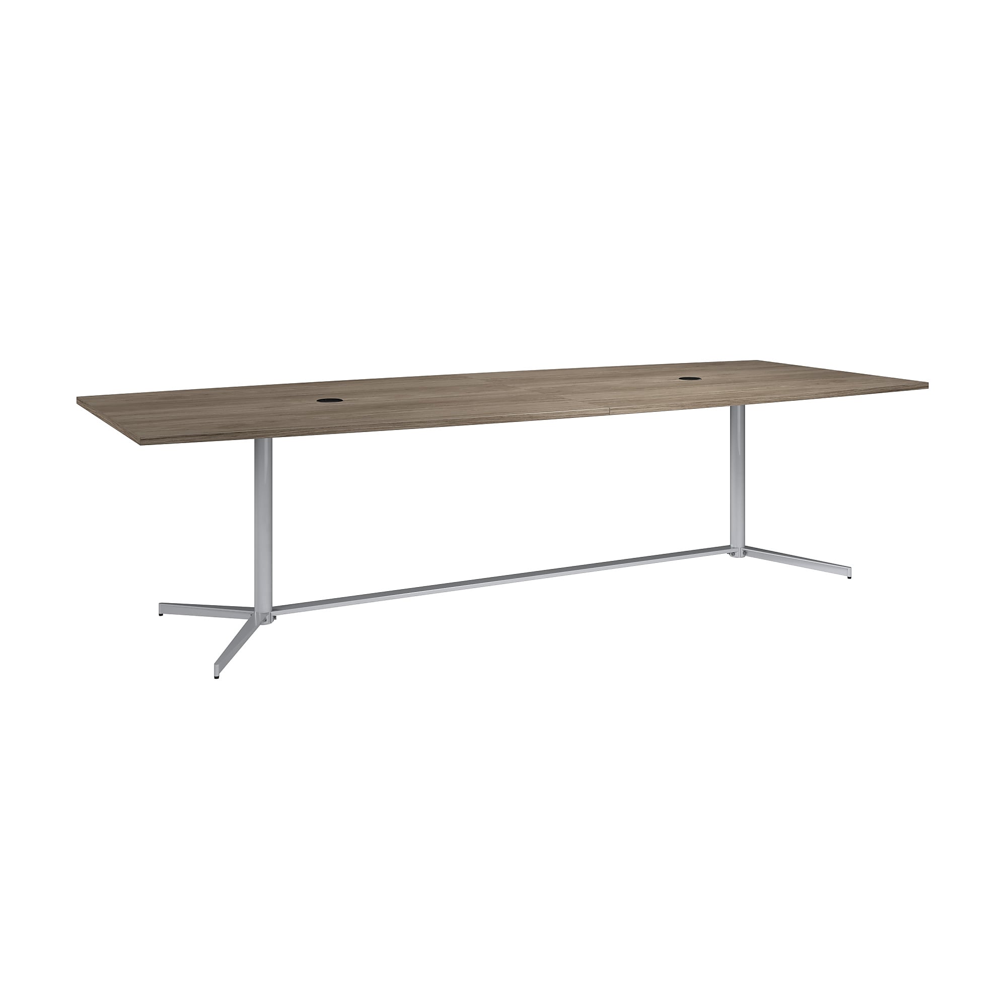 Bush Business Furniture 120W x 48D Boat Shaped Conference Table with Metal Base, Modern Hickory (99TBM120MHSVK)