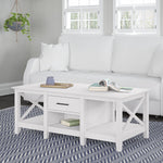 Bush Furniture Key West 47" x 24" Coffee Table, Pure White Oak (KWT148WT-03)