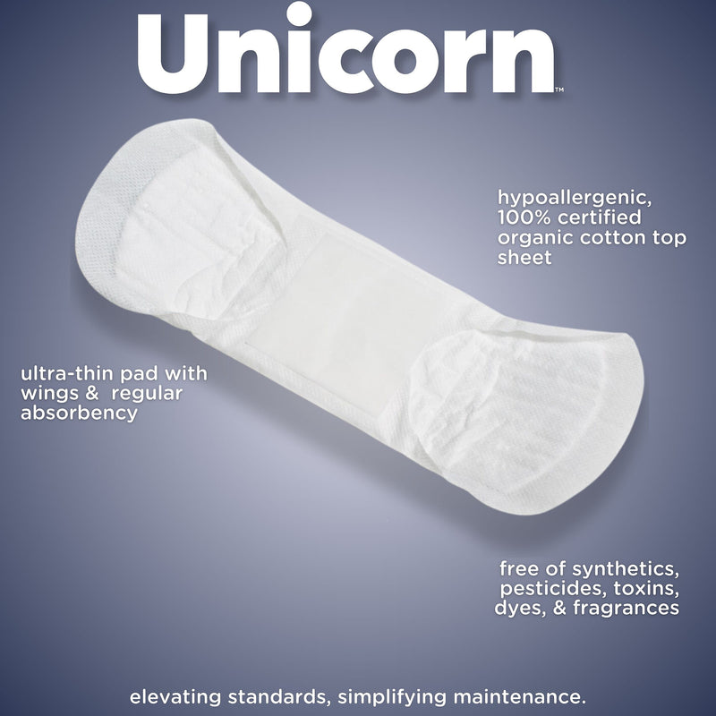 Unicorn Regular Cotton Maxi Pads with Wings, 40 Pads/Cartridge, 6 Cartridges/Pack (TOP-08197)
