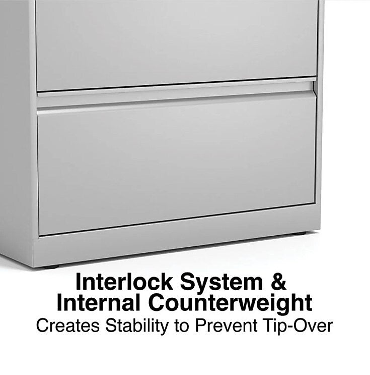 Alera 2-Drawer Mobile Lateral File Cabinet, Letter/Legal Size, Lockable, 29"H x 30"W x 19.25"D, Light Gray